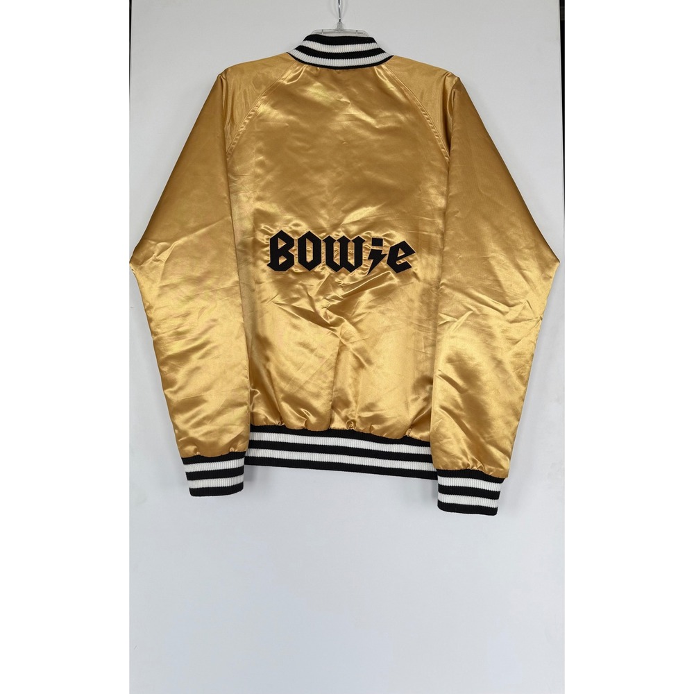 Catherine Fulmer XL‎ Gold Satin Bowie The Midas Touch Bomber Jacket Ribbed Rock